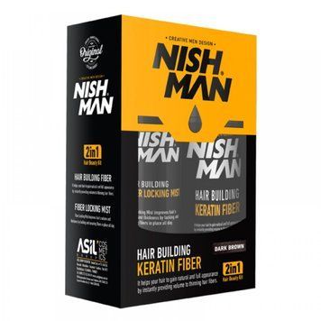 Нарощування волосся кератиновим волокном Nishman Hair Building Keratin Fiber Medium Brown 20g + 100ml фото