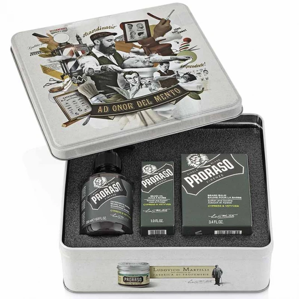 Набор Для Бороды Proraso Metal Box Beard Care Cypress & Vetyver Gift Set фото