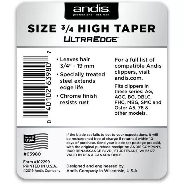 Ножевой блок Andis Ultra Edge №3.4HT 19 мм AN u 63980 фото