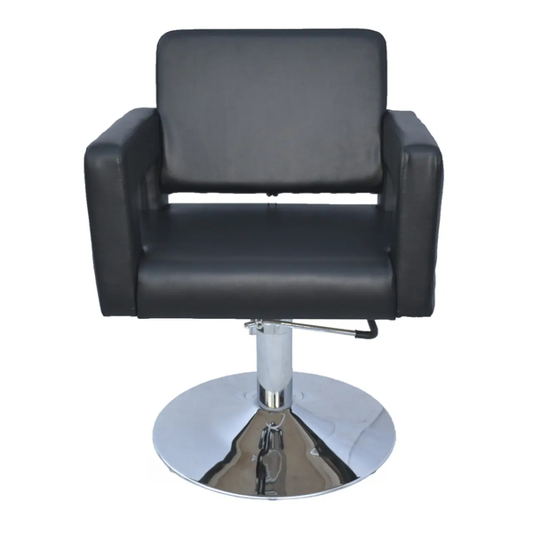 Крісло для перукаря професійне на гідравлічному підйомнику з шкірозамінника чорне Евріка фото