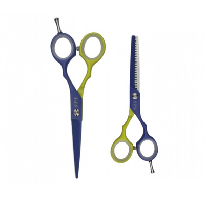 Набор ножниц для стрижки волос прямые и филировочные полуэргономичные из высококачественной стали SPL 5.5 размер (90069-1) фото