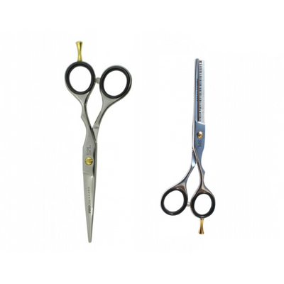 Набор ножниц для правшей для стрижки волос прямые и филировочные полуэргономичные из высококачественной стали SPL 5.5 размер (90070-1) фото