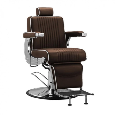 Крісло для барбершопа чоловіче професійне перукарське з підголовником коричневе Stig фото