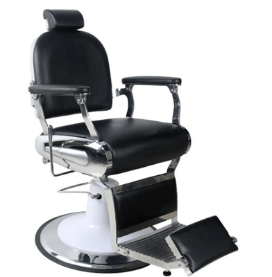 Парикмахерское кресло для барбершопа мужское из искусственной кожи с подголовником черное Tiger фото