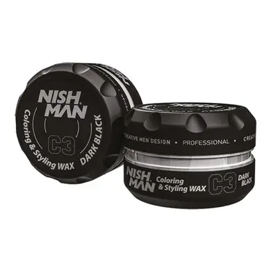 Помада для окрашивания волос Nishman hair coloring wax (dark black) C3 150 мл фото