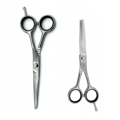 Набір ножиць для правші для стрижки волосся прямі та філірувальні класичні з медичної сталі SPL 5.5 розмір (90059-1) фото