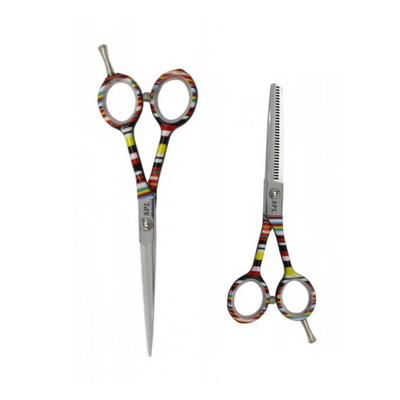 Набір ножиць для правші для стрижки волосся прямі та філірувальні класичні з медичної сталі SPL 5.5 розмір (90040-1) фото