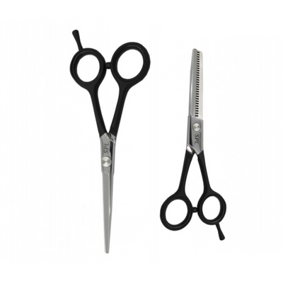 Набір ножиць для правші для стрижки волосся прямі та філірувальні класичні з медичної сталі SPL 5.5 розмір (90043-1) фото
