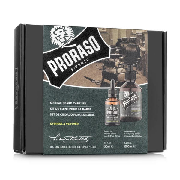 Набор для бороды Proraso Duo Pack Oil + Shampoo Cypress & Vetyver фото