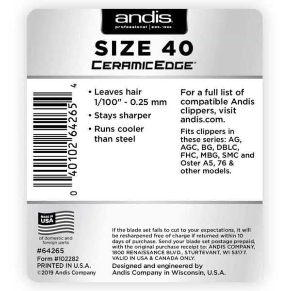 Ножевой блок Andis Ceramic Edge №40 0,25 мм AN c 64265 фото