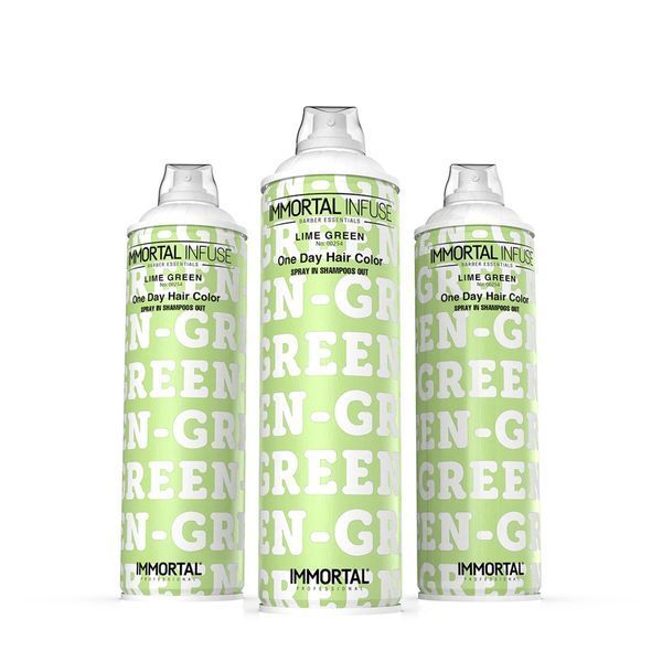 Камуфляж для волос зелёный IMMORTAL INFUSE ONE DAY HAIR COLOR SPRAY LIME GREEN 200 мл INF-168 фото