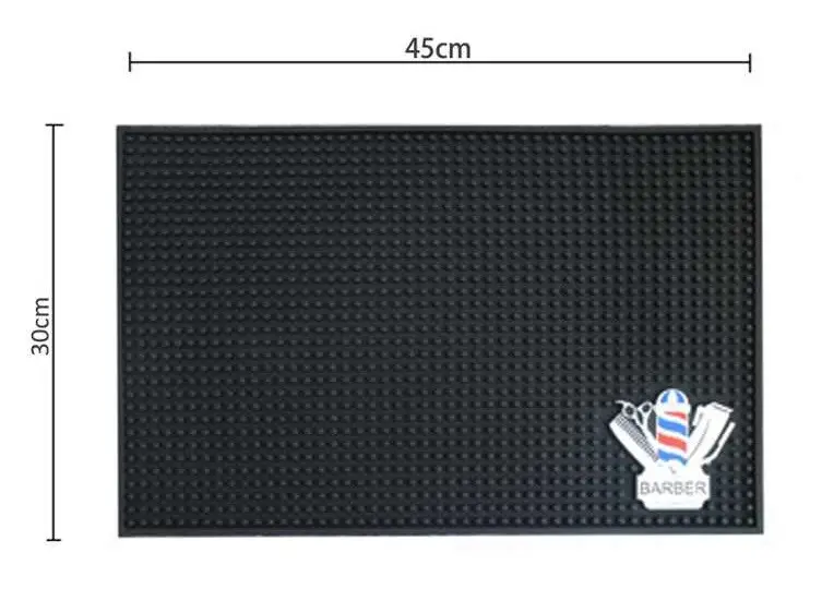 Термостійкий силіконовий килимок для перукарських інструментів антиковзаючий Barber 45*30см чорного кольору фото