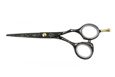 Прямі ножиці перукарські професійні для стрижки волосся напівергономічні SPL 5.5 розмір чорні 95235-55 фото