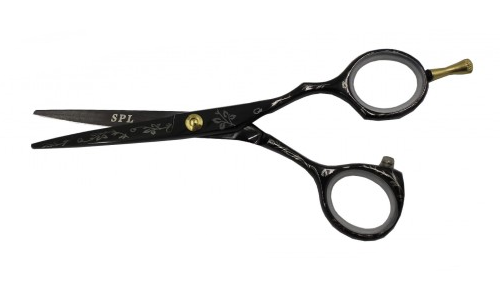 Прямі ножиці перукарські професійні для стрижки волосся напівергономічні SPL 5.5 розмір чорні 95235-55 фото